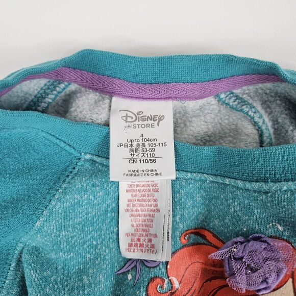 Disney Store Japan‎ Girl’s Sweatshirt Blue the Little Mermaid Crewneck Size 4 - Picture 4 of 5